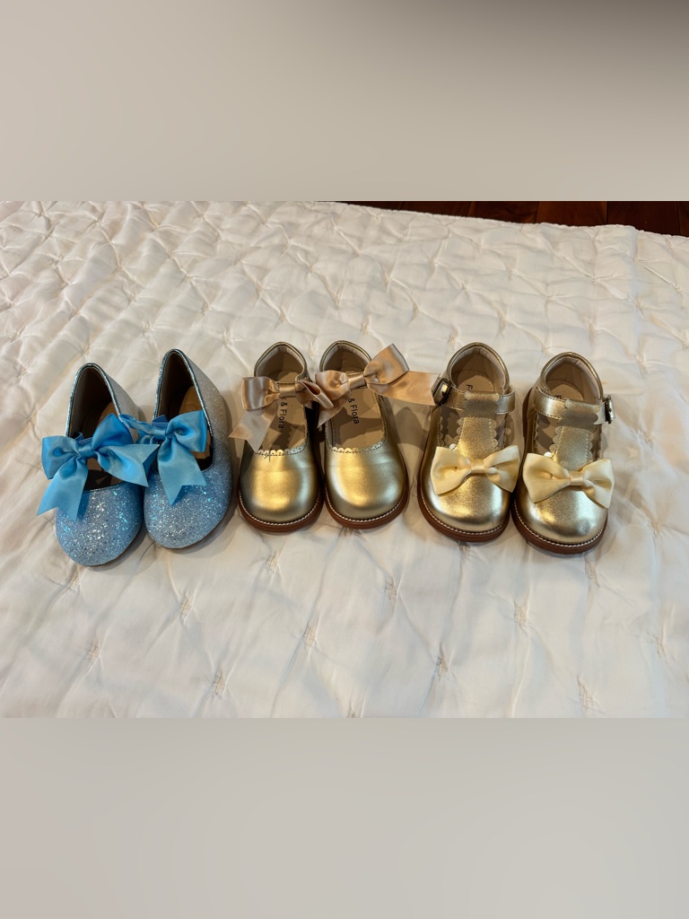 Girls' Gold Bow Mary Jane Shoes